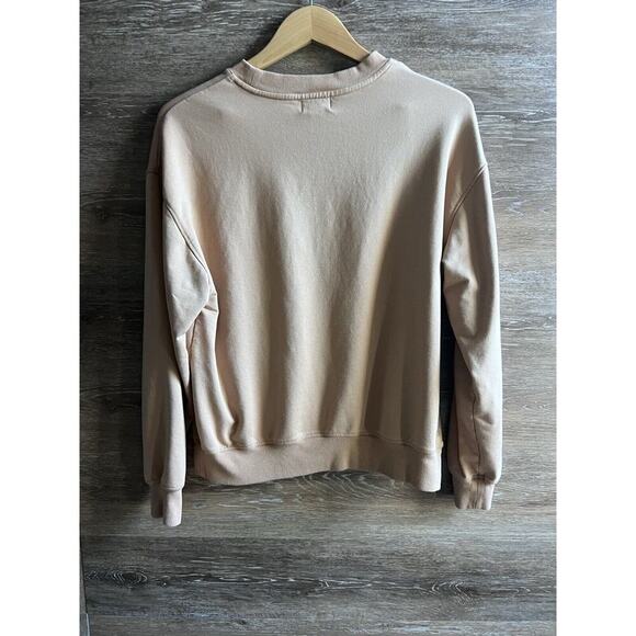 The Drop Women's Round Neck Long Sleeves Pullover Sweatshirt Cream Neutral Sz S - Picture 9 of 9